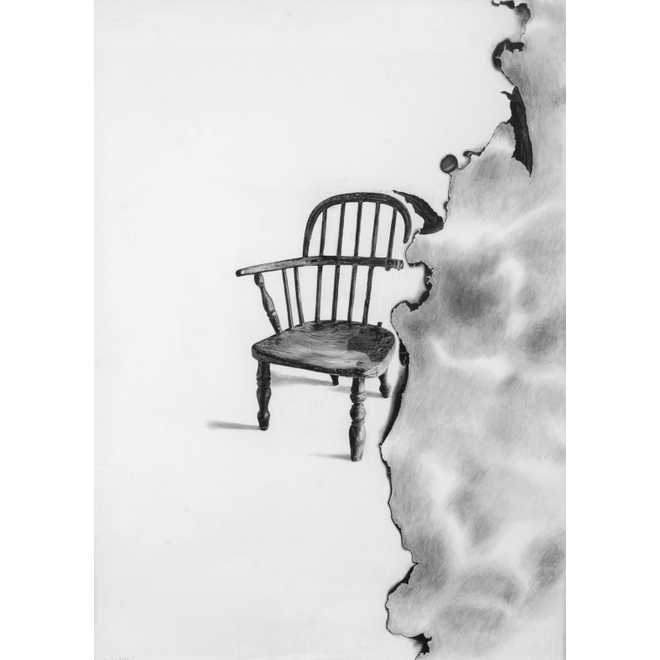 The chair that saved the house. Charcoal drawing